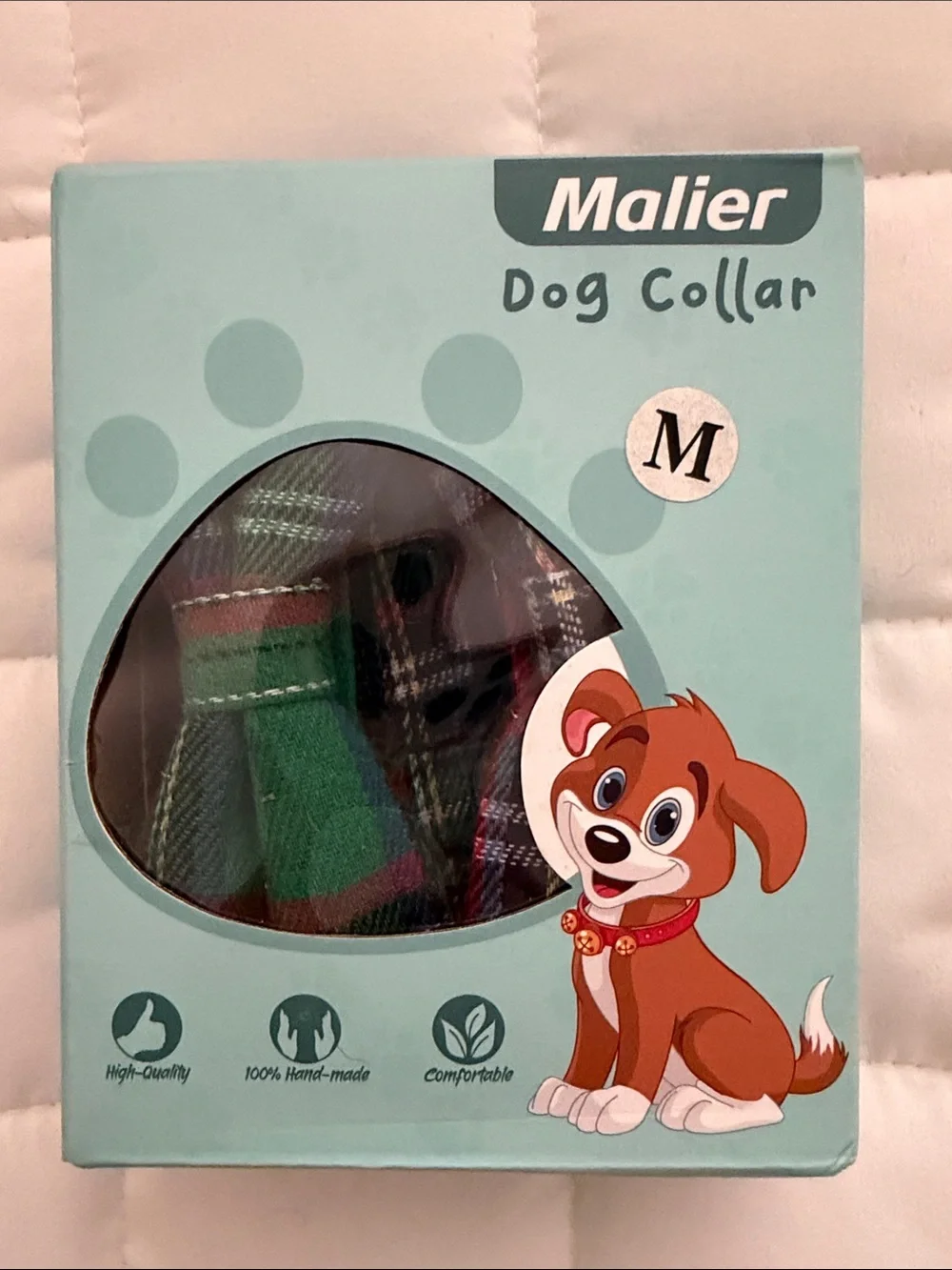 New In Box Set of 2 Red & Green Plaid Dog Collars - Medium